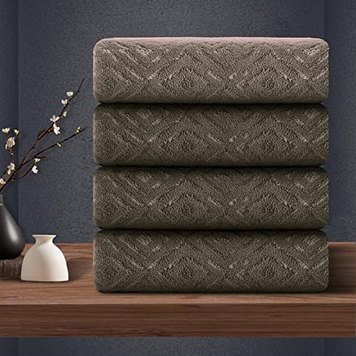 4 Piece Bath Towel Oversized Bath Sheet 35"X70" Bathroom Towel Extra Large Bath Towel Set Soft Highly Absorbent & Quick Dry Premium Bath Towel For Bathroom 700Gsm Shower Towel Spa Gym Hotel Dark Brown #TOP5