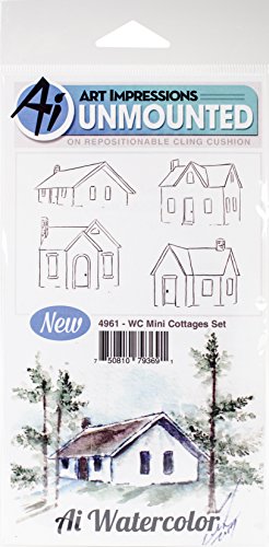 Art Impressions Watercolor Cling Rubber Stamps, Mini Cottages