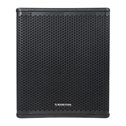 Image of Sound Town Oberon Series 15 inch 1400W Powered PA /DJ Subwoofer with Class-D Amplifier, LPF and Selectable DSP Output Modes, 4 inch Voice Coil, 100 oz Magnet, Birch Plywood, Black (OBERON-15SPW)