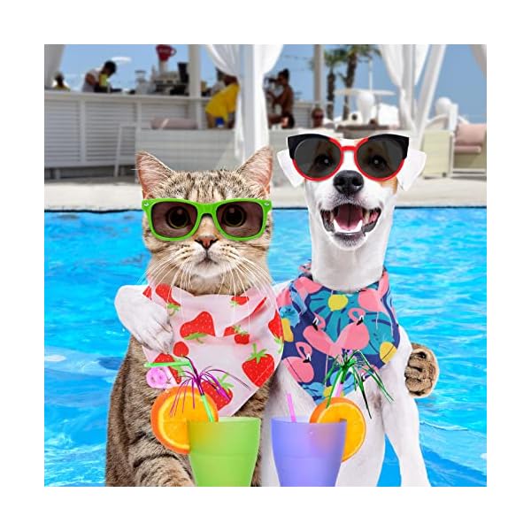 50 pieces dog bandanas for summer bulk hawaiian bandanas bibs triangle dog scarf dog kerchief set dog bandanas with fruit leave flamingo patterns for summer pet costume accessories decoration - image 5