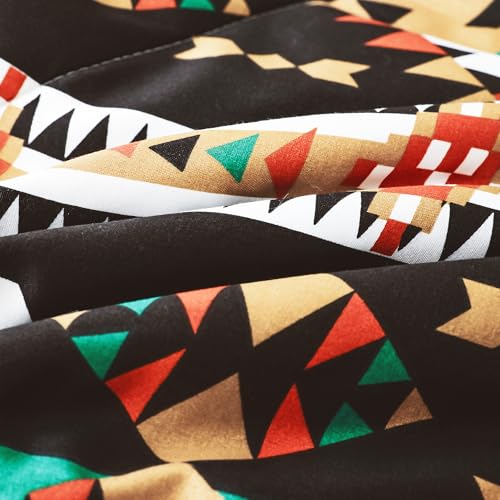 Image of Ac Comforter Single Bed Boho with Satin Finish 240 GSM - Reversible AC Comforter - Black & Yellow, Aztec Comforter Quilt Duvet Dohar Blanket for Summer 150 X 225 cm