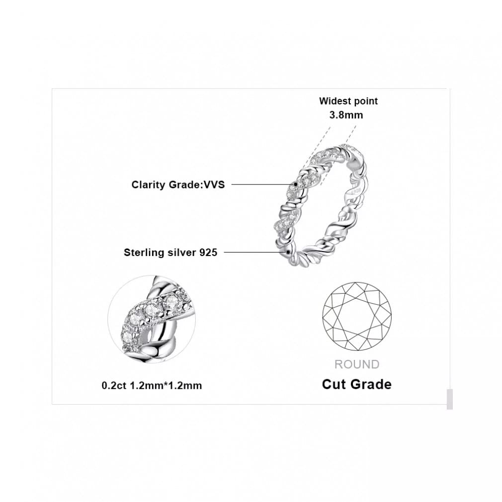 925 Sterling Silber Zirkonia Ring Ehering Jahrestagsring für Frauen