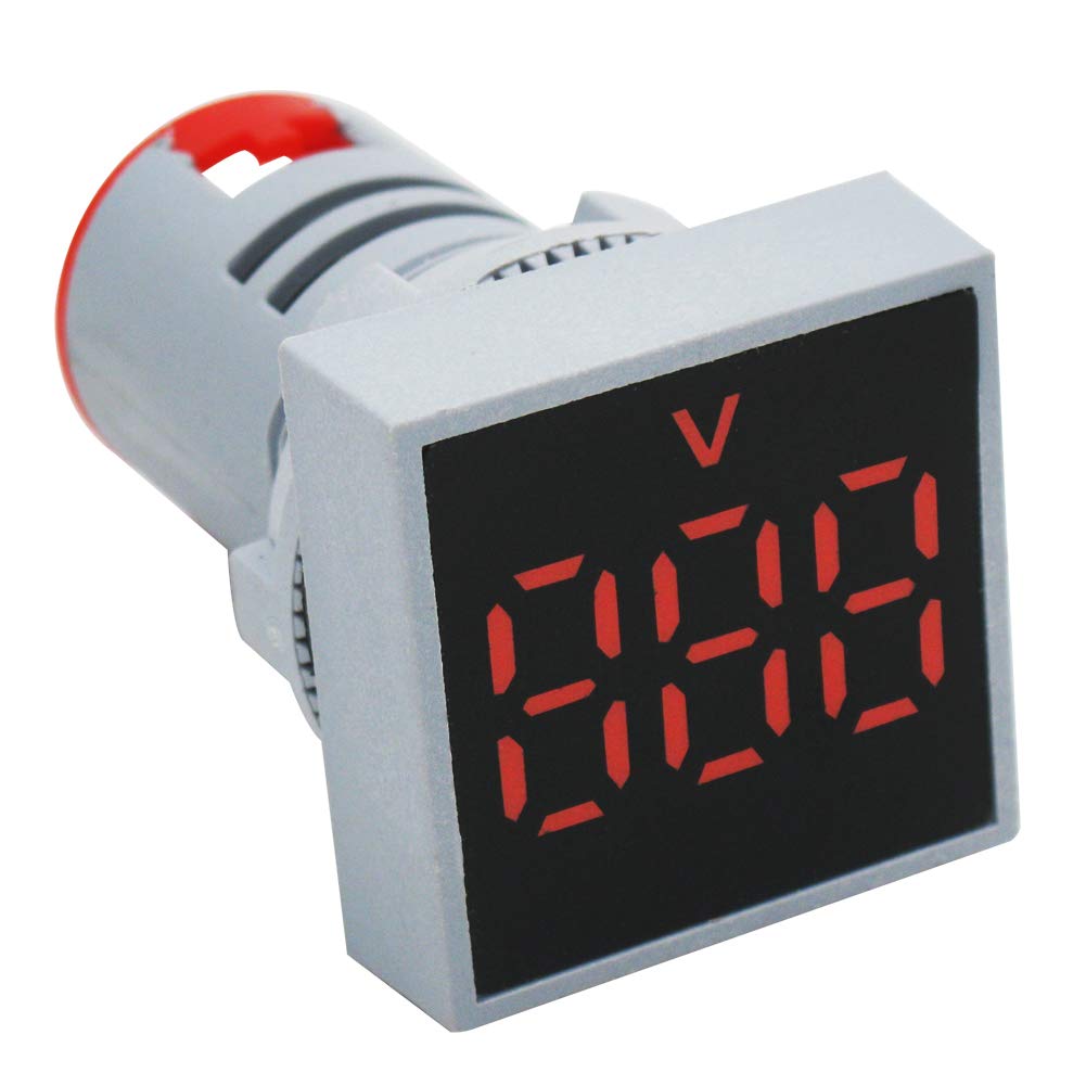 mxuteuk 22mm AC60-500V Digital Mini LED Display Voltmeter Square Panel Voltage r Meter Voltage Meter Monitor Red，One year warranty AD16-22FSV-R