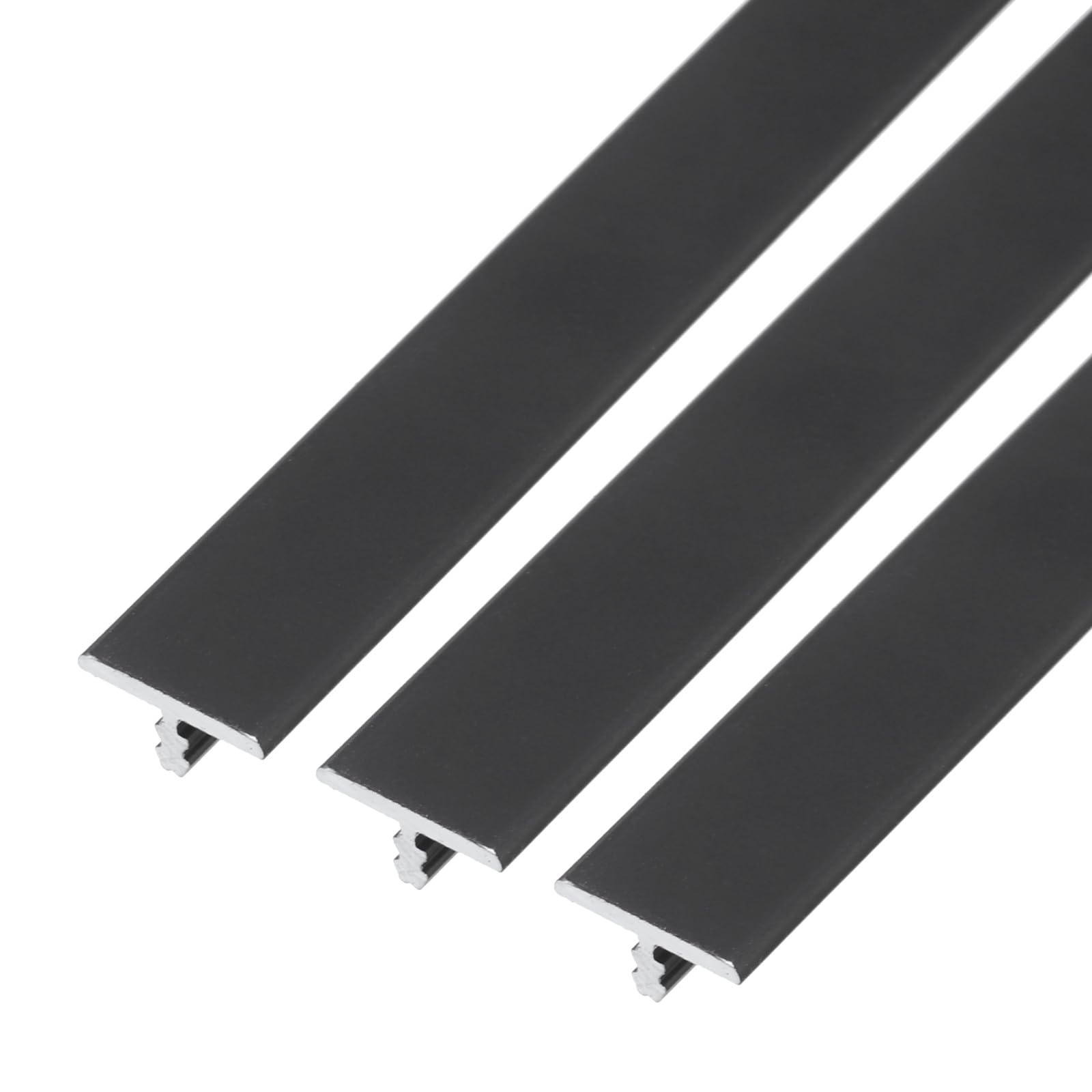 sourcing map 3Pcs Aluminum T Molding Floor Transition Strip, 3 FT x 0.47 Inch Floor Divider Trims, Thresholds Strips for Door and Joining Flooring Gaps, Laminate, Wood, Tile, Vinyl, Black