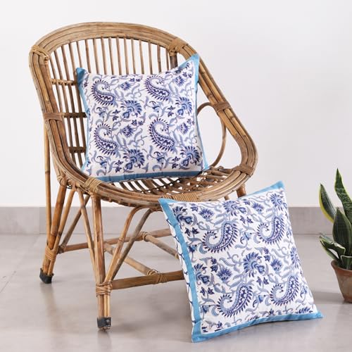 Image of Ravaiyaa - Attitude is everything Cotton Hand Block Printed Soft Cushion Cover Pillow Case 16 inch Square Cushion Sham Set of 2 Piece