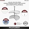 Rev-A-Shelf 2 Tier Kidney Cut Lazy Susan for Corner Base Cabinets, Plastic, 24 Double Shelf Swivel Kitchen Spice/Can Organizer, White, 3472-24-11-52