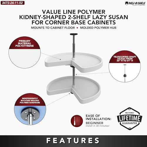 Image of Rev-A-Shelf 24 inch Kidney Shaped Dual Tier Lazy Susan for Corner Base Cabinets