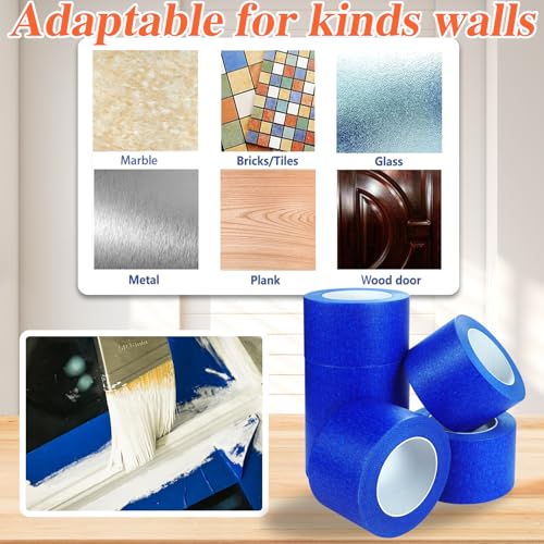 Image of Painters Tape 3 Inch Wide, 3 inches X 55 Yards X 6 Rolls. | Wide Blue Painters Tape, Using for Painting, Pack, etc. 330 Yards Total.