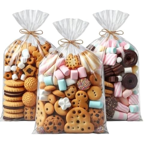 Better Crafts 12 x 18 Inch Cellophane Bags, 100 Pack Clear Treat Bags For Basket Wrapping & Food Storage Cover