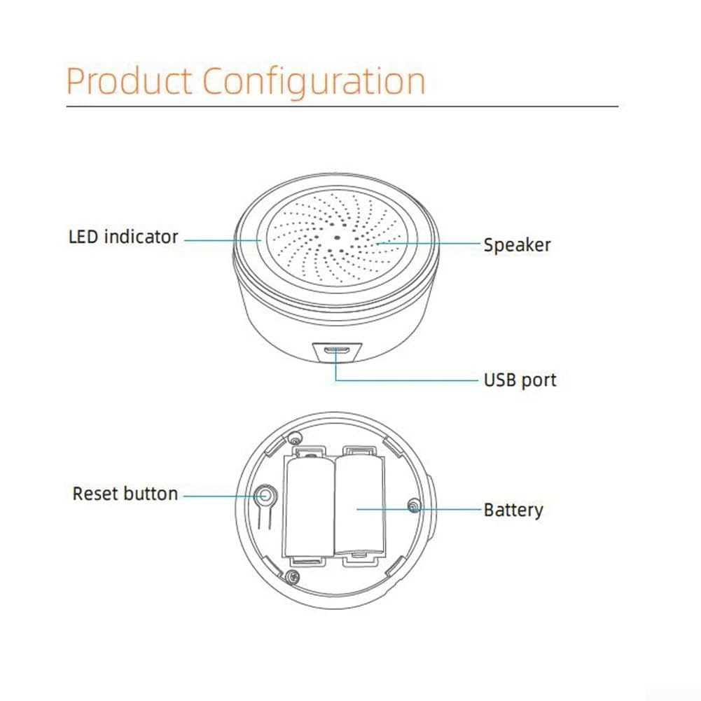 per Tuya Allarme Sirena WiFi, Suono Intelligente e Luce, Sirena di Allarme WiFi 100dB con Sensore di Umidità Temperatura Luce Stroboscopica