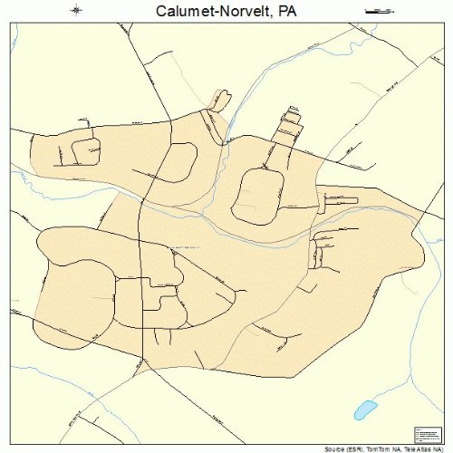 Large Street & Road Map of CalumetNorvelt, Pennsylvania PA Printed