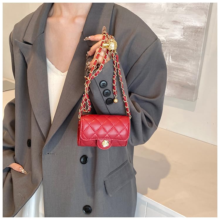 Mini Quilted Crossbody Bag Small Chain Belt Bag for Women Faux Leather Shoulder Bags2
