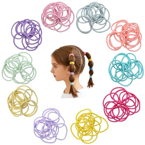 ZHIYE 200 Pcs Elastic Hair Ties for Toddlers & Baby Girls - 2.5cm No Damage Hair Bobbles Small Multicolor Ponytail Holders Gentle Hair Accessories for Kids Infants