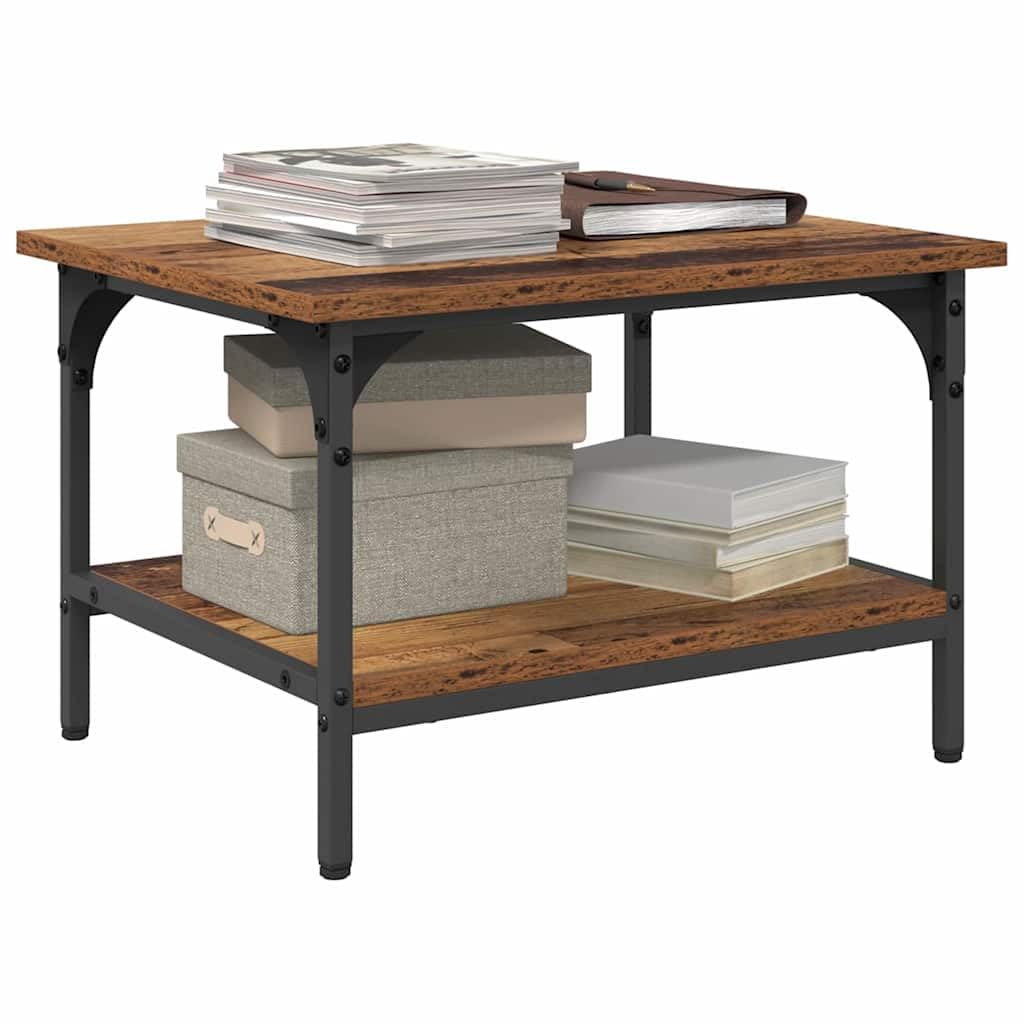 Soporte para impresora, madera recuperada, 50 x 40 x 38 cm, con acabado rústico, estantería de dos niveles para oficina, espacio para impresoras, papel, archivos, organizadores y accesorios