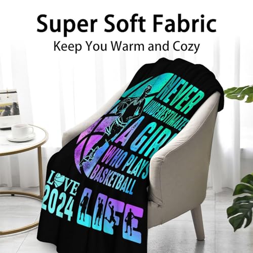 Basketball Throw Blanket for Baby - 30x40 Inches Lap Size - Soft Fluffy Cozy Blankets Gift - Black Sports Blanket Throws for Couch, Work