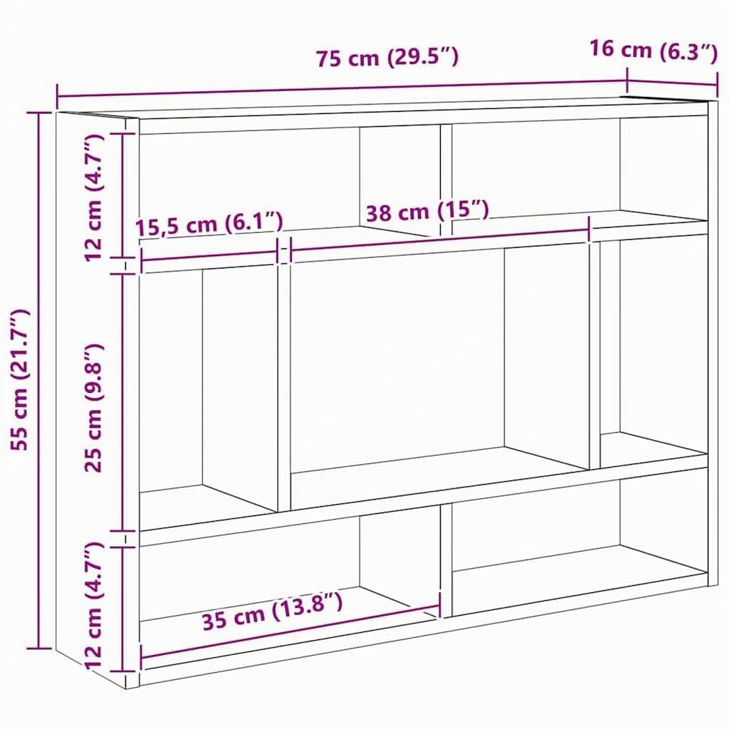 vidaXL Scaffale a Parete Rovere Artigianale 75x16x55 cm in Truciolato