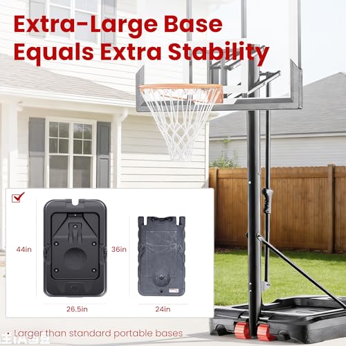 Image of Feelwin Basketball Hoop for Kids Youth Adults, Portable Adjustable Height Basketball Goal with Wheels for Outdoor Use,Backyard & Driveway