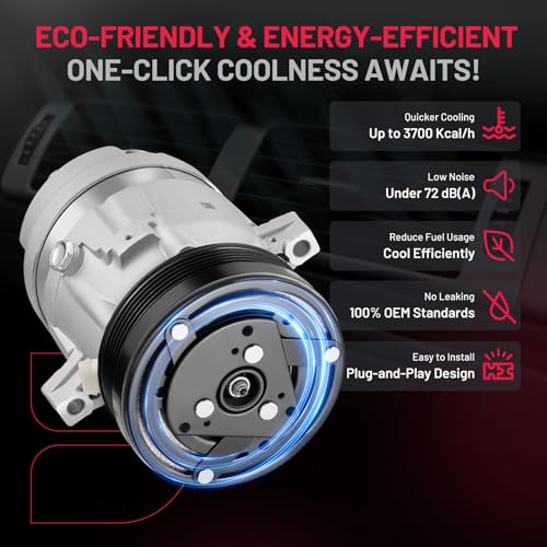 BDFHYK 1135238 Air Conditioning A/C Compressor with Clutch Compatible with Buick LeSabre, Park Avenue 1996-2005, Riviera 1996-1999, Compatible with Oldsmobile 88 LSS 1996-1999, Regency 1997-1998
