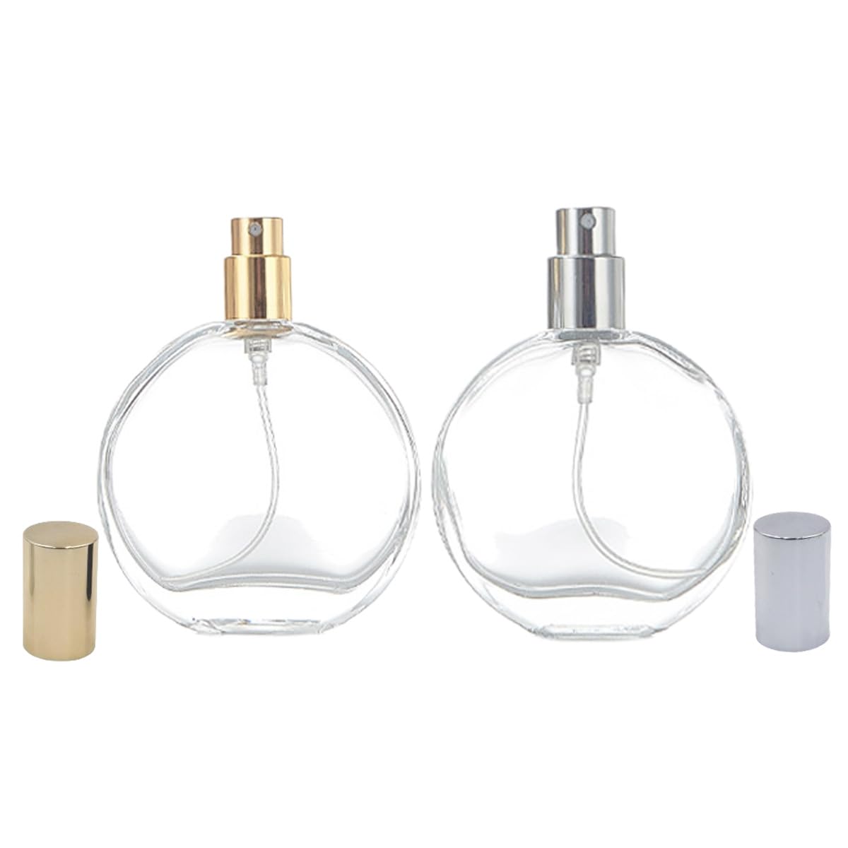 Rowcay 2 Pack 50ml Refillable Perfume Bottle Travel Glass Perfume Atomizer Fine Mist Spray Bottle Toiletries Sample Container for Dispensing Fragrance