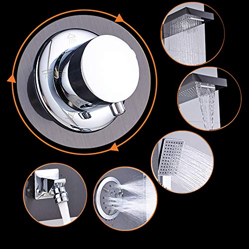 Saeuwtowy Shower Panel Tower System Column Wall Mounted Rainfall Waterfall Shower Head with Body Jets and Hand Shower Tub Spout Muti-Function Oil Rubbed Bronze Finish