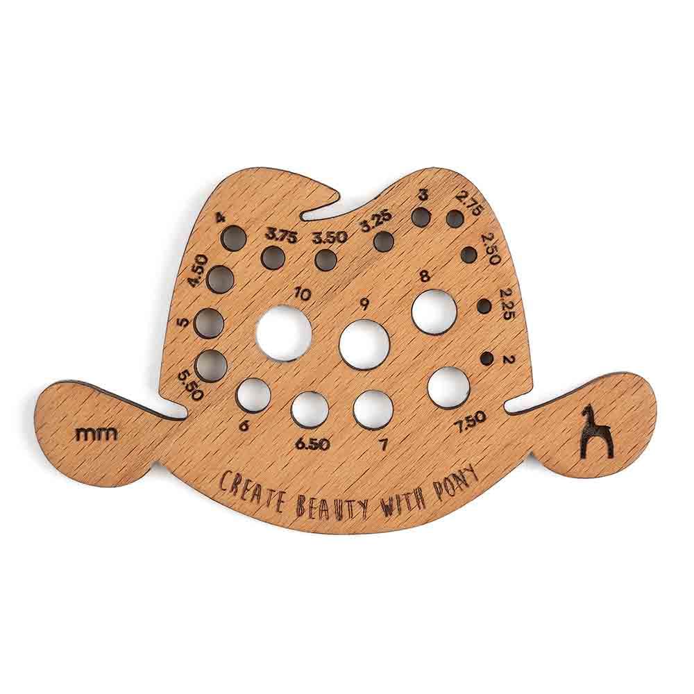 Pony Knitting Gauge Cowboy Hat Wood 1pc, Brown