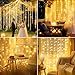 Brightown 300 LED Curtain String Lights, 9.8 FT Hanging Fairy Lights with Remote, 8 Modes, Connectable Waterproof Window Lights for Bedroom Backdrop Wedding Outdoor Christmas Party, Warm White
