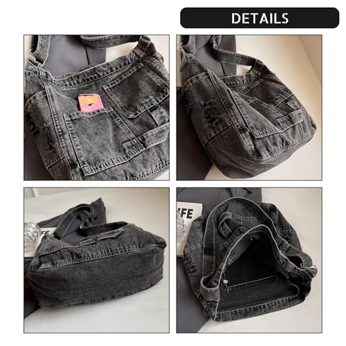 Y2K Denim Crossbody Bag for Women, Lightweight Canvas Purse for Travel Daily Use4