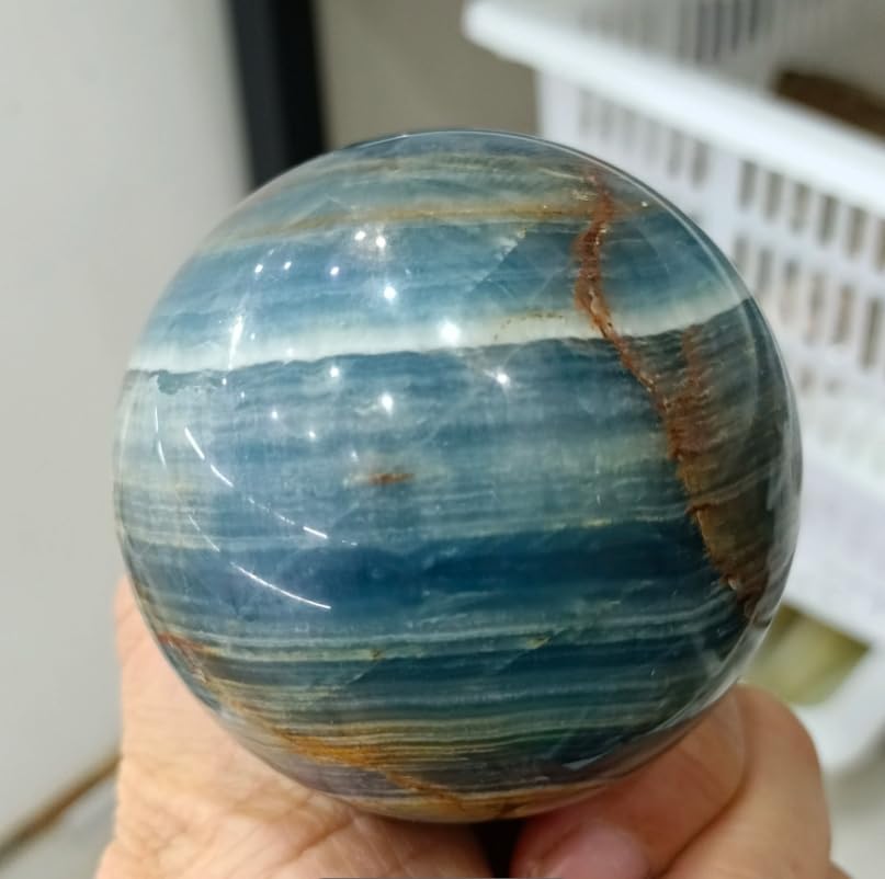 Natürliche Blaue Kugel Quarz Kristall Kugel Erz Probe Home Office Dekoration Meditation Edelstein,200-300g