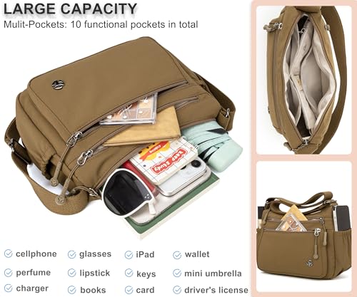 Image of Pealwel Casual Crossbody Bag with Anti Theft Pocket - Women Lightweight Water-Resistant Purse Bag