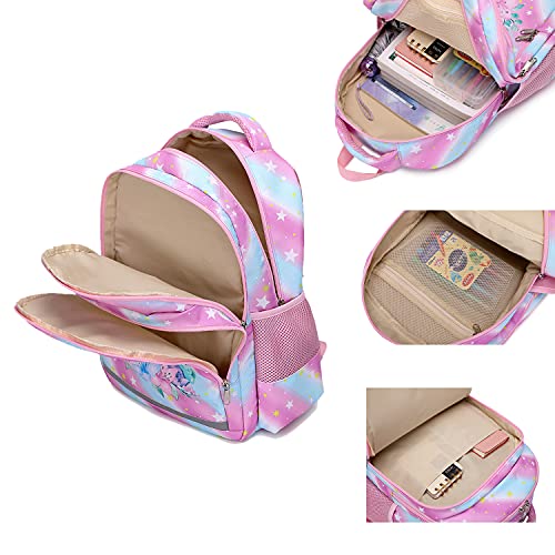 Kids Backpack For Girls Unicorn School Backpack Cute Toddler Book Bag Set With Lunch Box, Pink #TOP6