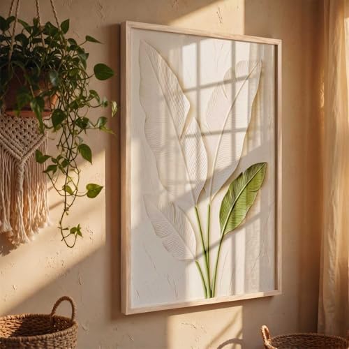Image of kotart Aesthetic Botanical Art Home Decoration Painting | Leaf Paintings With Frame For Living Room Bed Room Hotel Wall Decor Digital Reprint (13x17 inch)