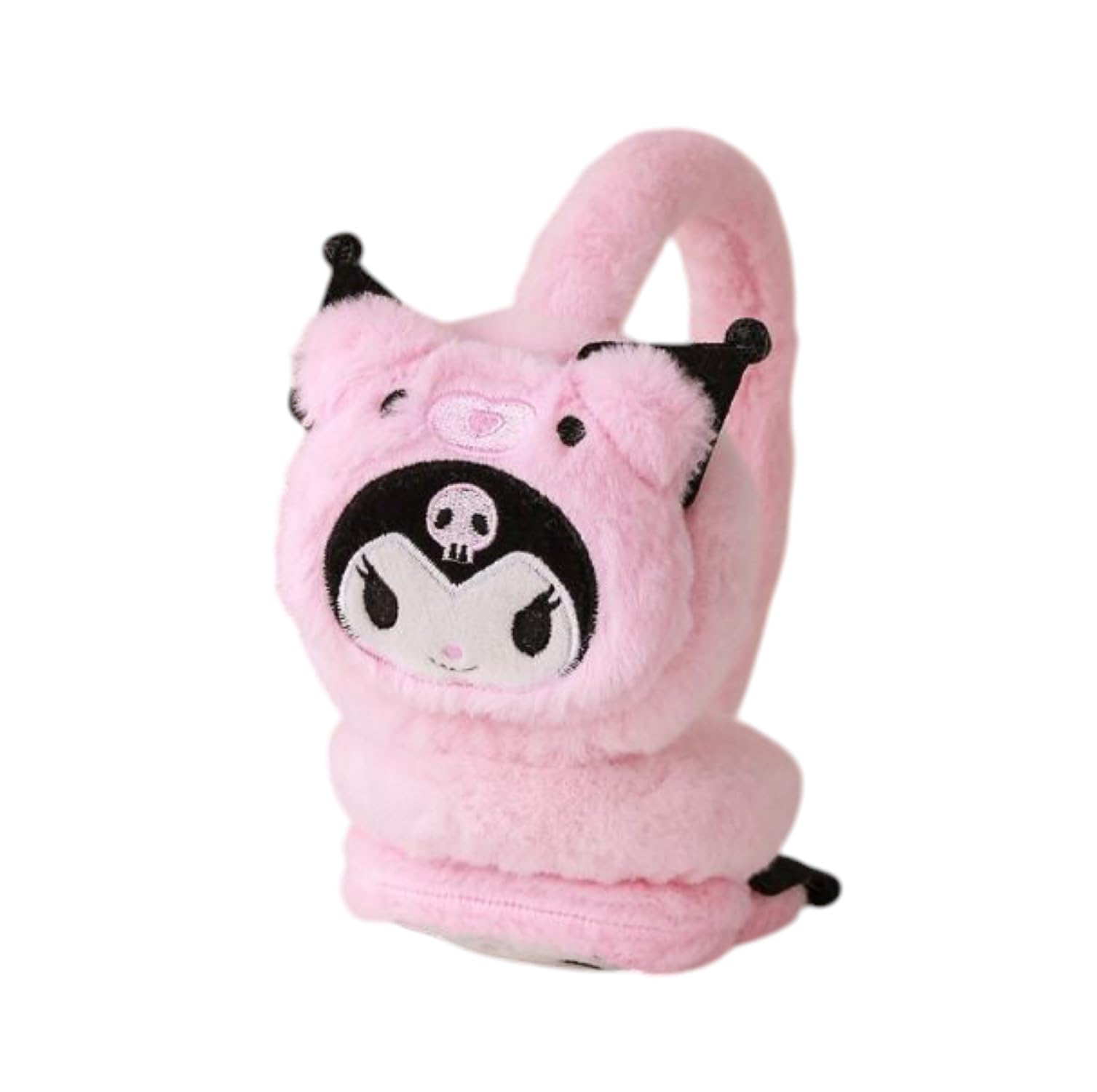 DC DECORIO Cartoon Character Fur Winter Earmuffs for Kids, Girls (Black & Pink) - Image 1