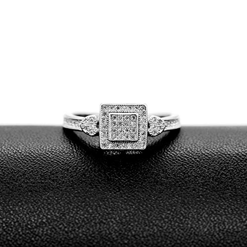 Uloveido Created Diamond Engagement Wedding Heart Rings for Women Bridal Silver Color Square Anniversary Promise Ring for Her Female Gift with Cubic Zirconia Y0104