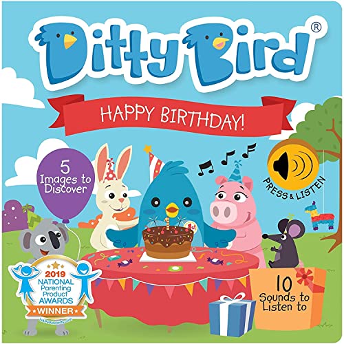 DITTY BIRD Baby Sound Book: our Interactive First Birthday book for babies is the perfect toys for 1 year old boy and 1 year old girl gifts. Educational musical book for toddler 1-3. Award-Winning!