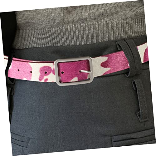Adjustable Cow Print Belt for Pants Women Western Style PU Faux Horsehair Leather Strap Animal Print Accessory for Jeans and Casual Outfits2
