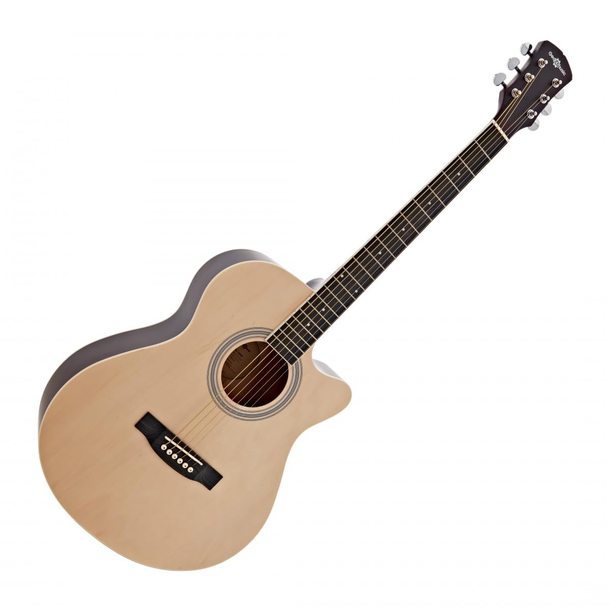 Pacchetto di Chitarra Acustica a Cutaway Singolo di Gear4music | Costruzione in Tiglio per Toni Chiari ed Equilibrati, Manico a C Comodo, Custodia, Corde, Accordatore e Capotasto