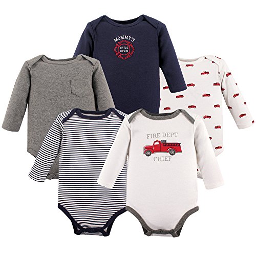 Image of Hudson Baby baby-boys Cotton Long-sleeve Bodysuits 5-pack