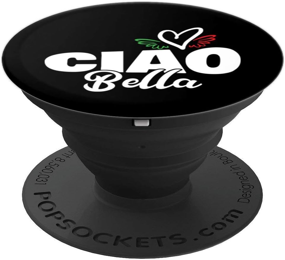 Ciao Bella Hello Beautiful Italian Heart Wings Italy Love PopSockets Grip and Stand for Phones and Tablets