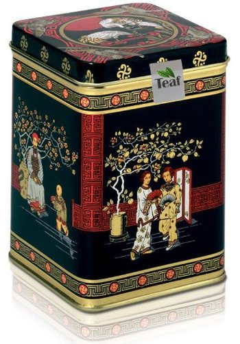 ENGLISH EARL GREY BLUE FLOWER - schwarzer Tee - in einer Black Jap Dose eckig (Teedose) - 88x88x122mm (200g) Cover