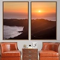 2 Piece Framed Canvas Wall Art Sunset and Ocean Landscape Canvas Prints Home Artwork Decoration for Living Room,Bedroom - 16