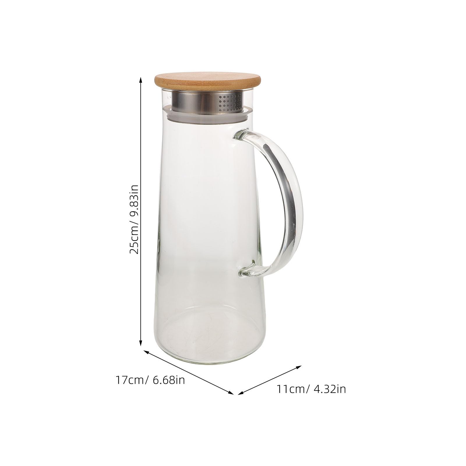 Outanaya Jarra de Vidrio de Borosilicato para Jugo y Agua Fría con Tapa y Gran Capacidad, Resistente y Fácil de Verter para Uso Doméstico
