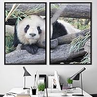 2 Piece Framed Canvas Wall Art Panda Resting Canvas Prints Home Artwork Decoration for Living Room,Bedroom - 16