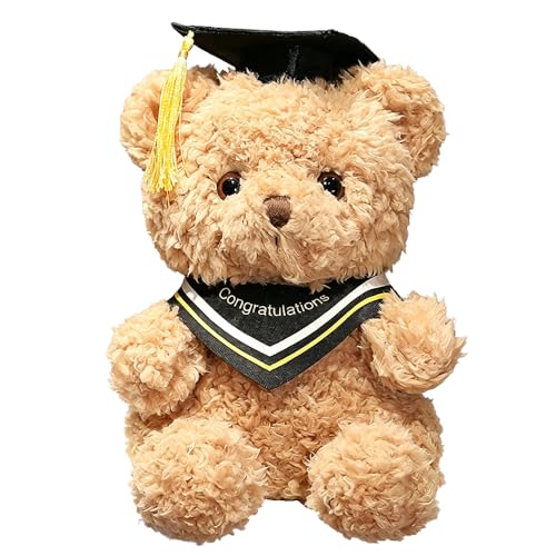 SKIKHN Graduation Bear 23cm Graduation Teddy Bear Graduation Plush Teddy Present Cute Bear with Robe and Hat Graduation Presents for Graduation Ceremonies and Party Decorations (Light Brown)
