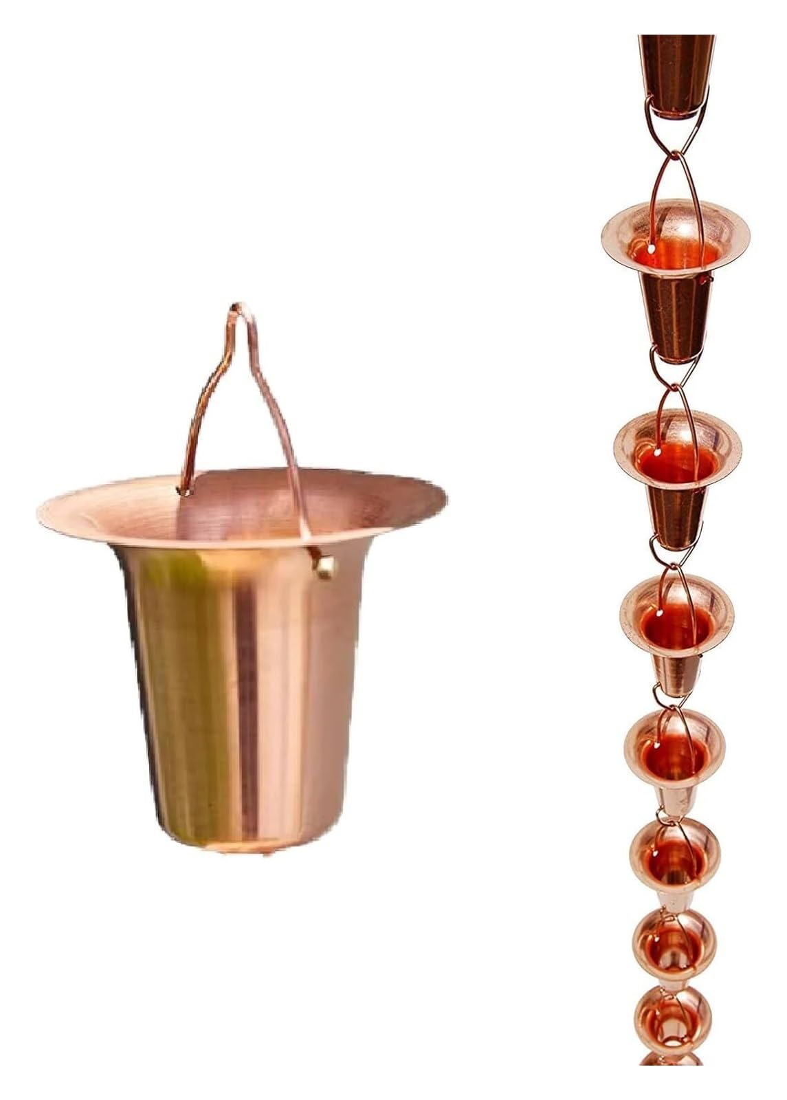 Chaîne de Pluie, chaîne de Pluie pour Tuyau de Descente, cuivre pour gouttière de Jardin/Tuyau de Descente de Remplacement, 2 m, Une Couleur (Une Couleur 4 m (13 pi))