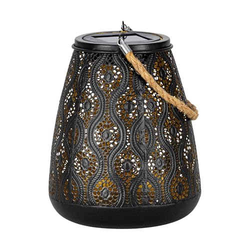 Eglo Lanterne solaire extérieure Z_Solar, lampe de table pour jardin et balcon, déco lumineuse en métal et plastique noir doré, blanc chaud