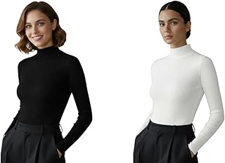 srisaras Women’s Classic Turtleneck Pullover – Ribbed, Soft Cotton-Blend, Slim Fit Winter Sweater-picture-10