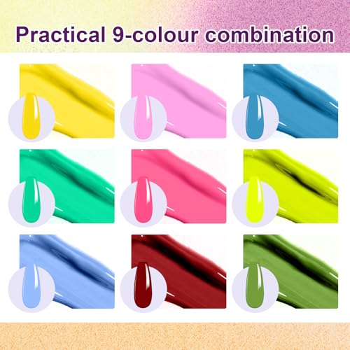 Gradient Painting Gel, 9 Colors Ombre Gel Nail Polish Bright Rainbow miniatura 2