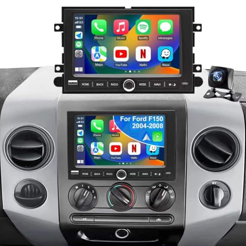 5GWiFi Upgrade Radio for Ford F150 2004-2008 F350/F250 2006-2016 Expedition 2007-2014 Explorer Mustang E150/E250/E350 Taurus Edge 7 Touchscreen Stereo Wireless Carplay Android Auto GPS FM Camera