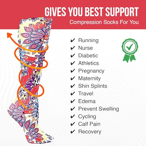 Image of Celeste Stein Therapeutic Graduated Women Compression Socks, Diabetic Socks For Womens, 8-15 mmHg For Regular Calf