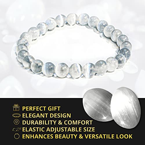Image of ANAYA AGATE Healing Crystal Bracelet for Women and Men - 8mm Round Beaded Bracelet for Men and Women - Unisex Stretchy Gemstone Bracelet for Healing and Protection